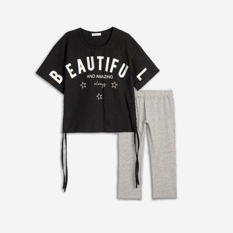 Funky for kids 125-519110-1 girl's set black-grey melange