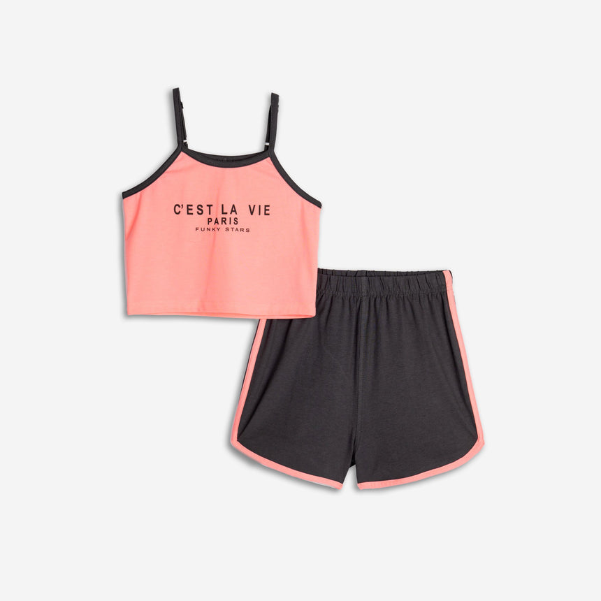 Funky for kids 125-524110-2 set girl salmon-charcoal/charcoal-Phosphorous salmon