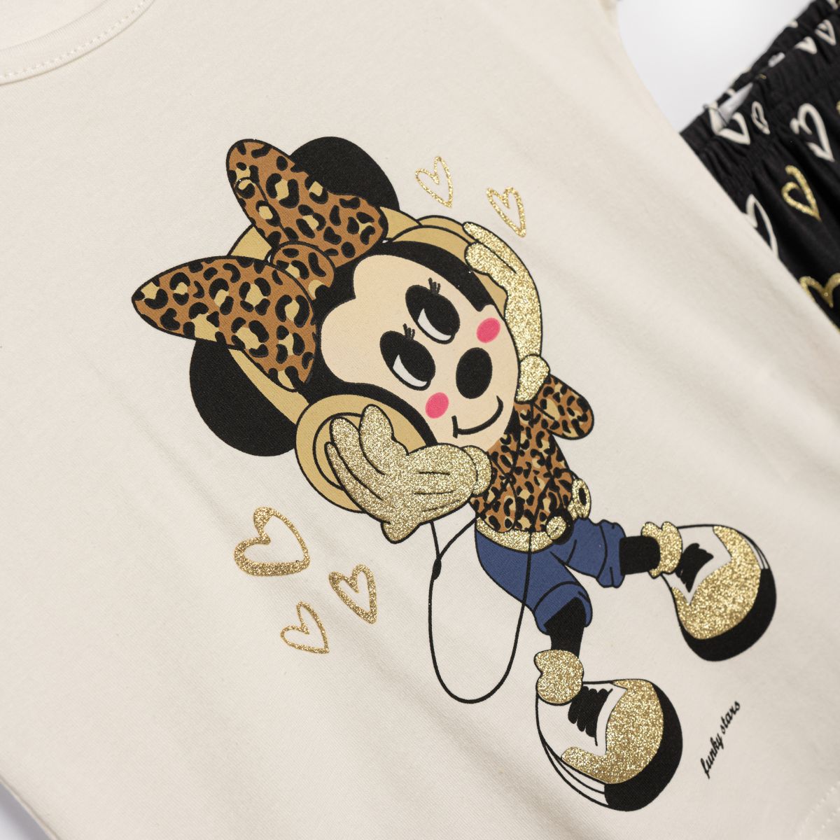 Funky for kids 125-720101-1 girl's set ecru-black allover