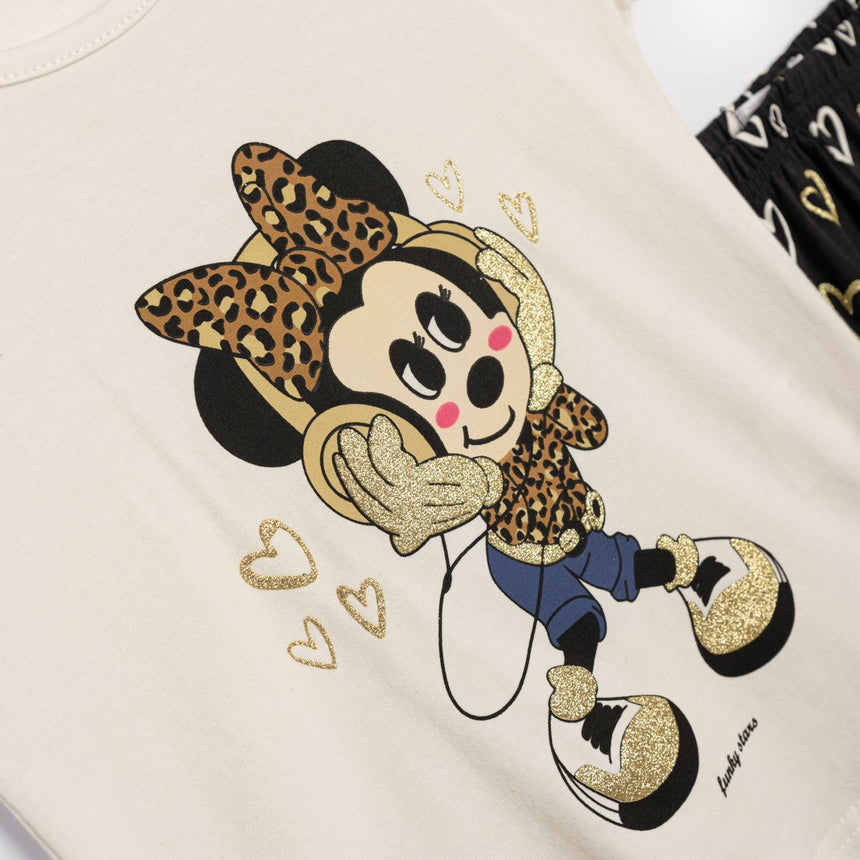 Funky for kids 125-720101-1 girl's set ecru-black allover