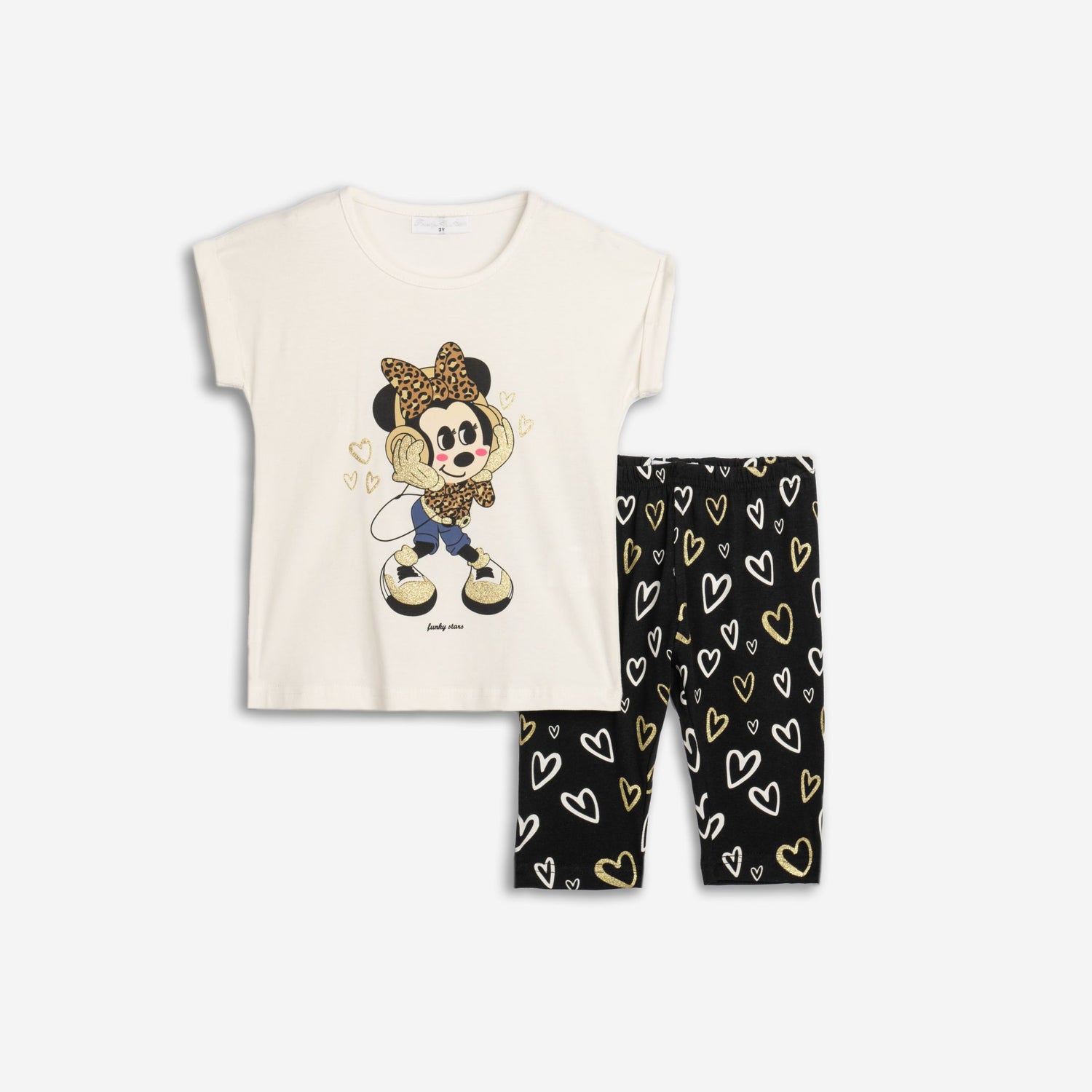 Funky for kids 125-720101-1 girl's set ecru-black allover