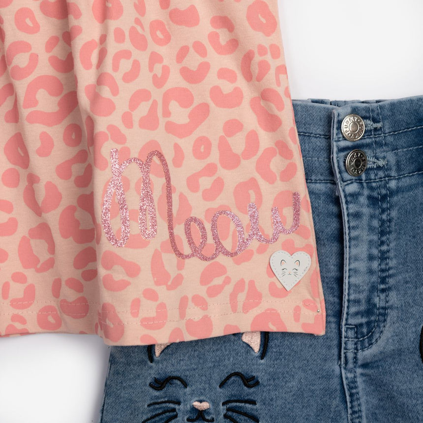 Funky for kids 125-726100-1 girl's set nube pink-blue jeans