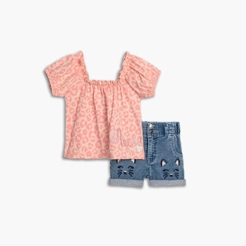 Funky for kids 125-726100-1 girl's set nube pink-blue jeans