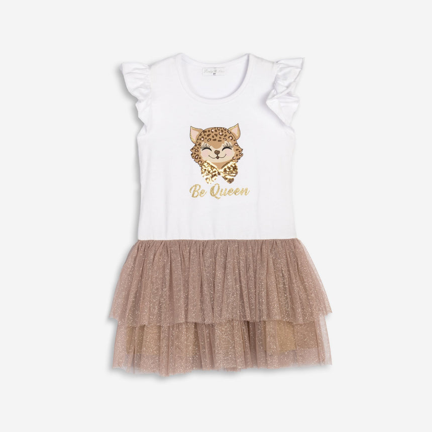 Funky for kids 125-728113-1 girl's dress white-moccachino