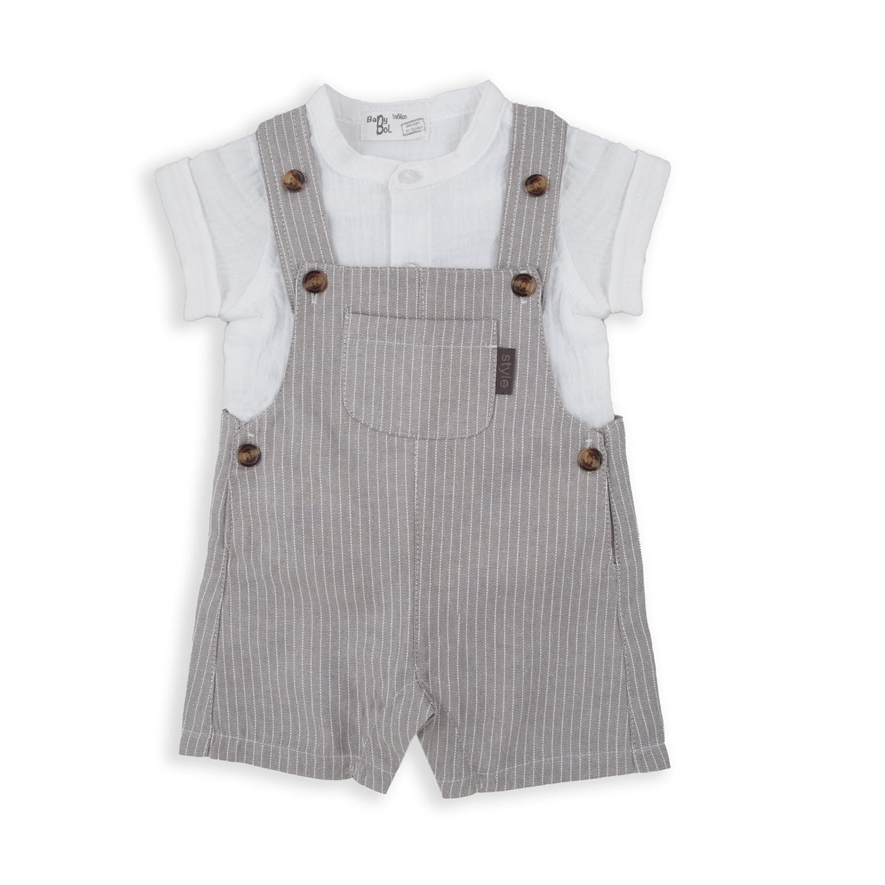 Babybol 152703 overalls with shirt for boy gris