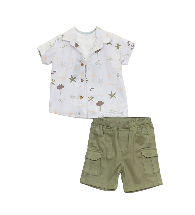 Restart for Kids Παιδικό Σετ 3 Τεμαχίων Πουκάμισο, Μπλούζα & Βερμούδα για Αγόρι 26-11236