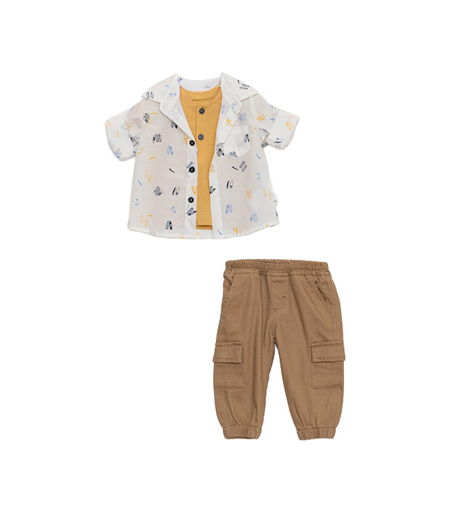 Restart for Kids Παιδικό Σετ 3 Τεμαχίων Πουκάμισο, Μπλούζα & Παντελόνι για Αγόρι 26-11237