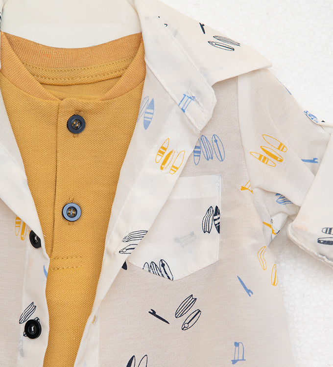 Restart for Kids Παιδικό Σετ 3 Τεμαχίων Πουκάμισο, Μπλούζα & Παντελόνι για Αγόρι 26-11237