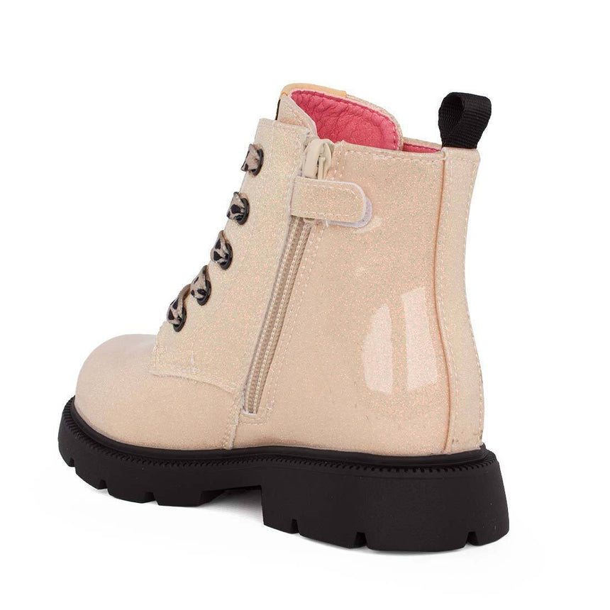 GARVALIN 251340-B725 Παιδικά Μποτάκια από Λουστρίνι με Κορδόνια Εκρού