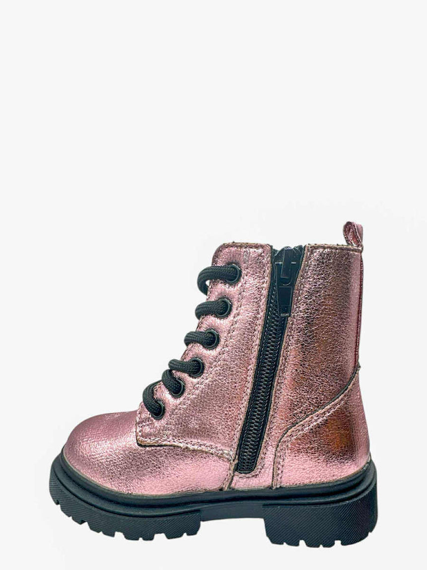 HAPPY BEE B0016940 Ανατομικά Δερμάτινα Παιδικά Μποτάκια με Κορδόνια Ροζ