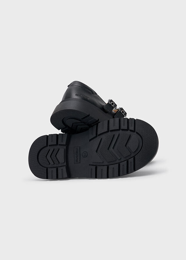 Mayoral 15-44556-026 Παιδικές Μπαλαρίνες με Ρυθμιζόμενο Μεταλλικό Κούμπωμα από Συνθετικό Δέρμα Μαύρες