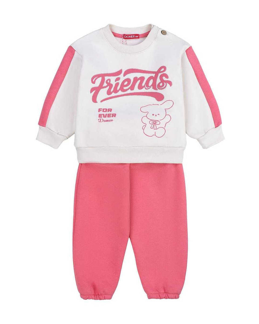 DOMER 4637 Παιδικό Σετ Φόρμας Λευκό-κοραλί