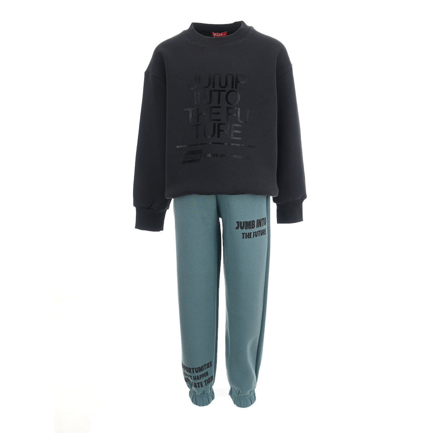 DOMER 4668 Παιδικό Σετ Φόρμας Ανθρακί-πετρόλ