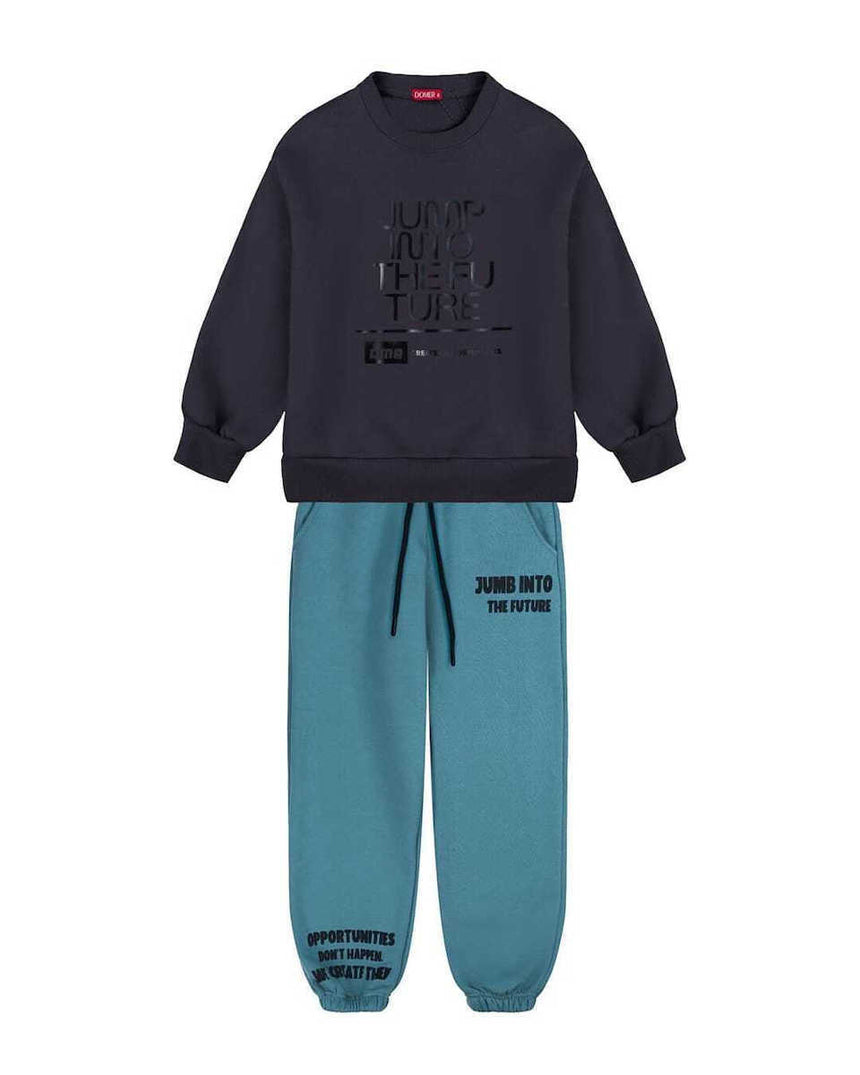 DOMER 4668 Παιδικό Σετ Φόρμας Ανθρακί-πετρόλ