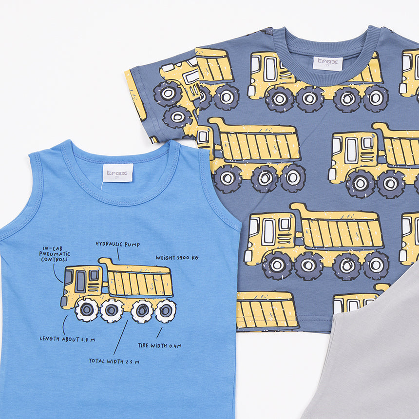 Trax Παιδικό Σετ 3 Τεμαχίων Μπλούζα & Σορτς για Αγόρι Μπλε Ραφ 49437