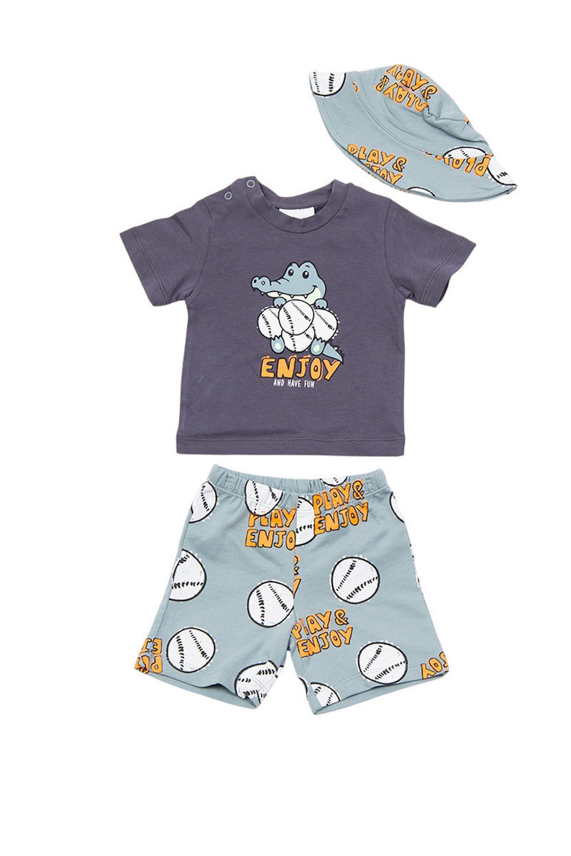 Trax Παιδικό Σετ 2 Τεμαχίων Μπλούζα & Σορτς για Αγόρι Ανθρακί 49052ί