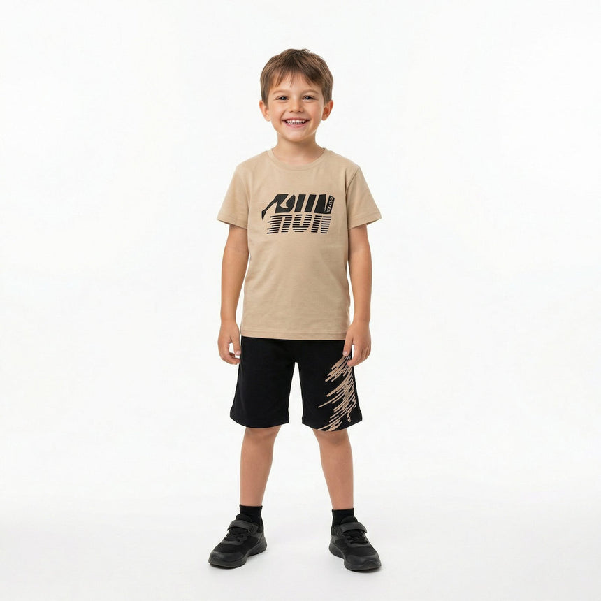 Trax Παιδικό Σετ 2 Τεμαχίων Μπλούζα & Σορτς για Αγόρι Μπεζ 49345-2