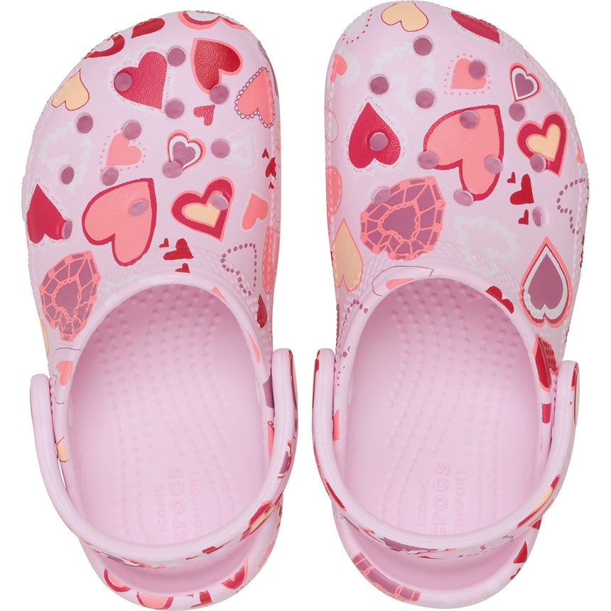 Crocs Classic Παιδικά Ανατομικά Σαμπό με καρδουλες 209755-7cI ροζ