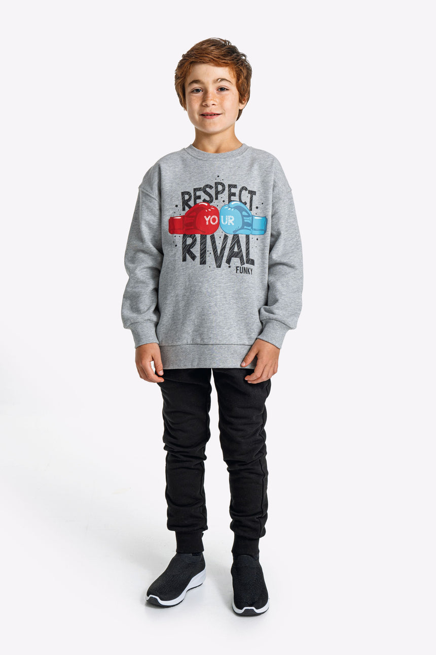 FUNKY FOR KIDS 225-117113-1 φορμα φουτερ αγορι γκρι μελανζε/μαυρο