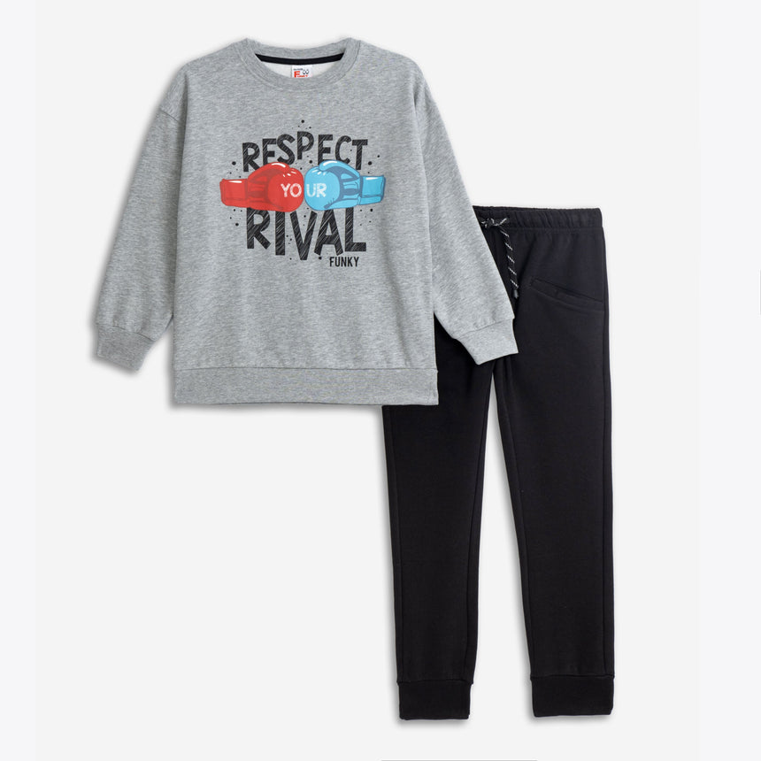 FUNKY FOR KIDS 225-117113-1 φορμα φουτερ αγορι γκρι μελανζε/μαυρο