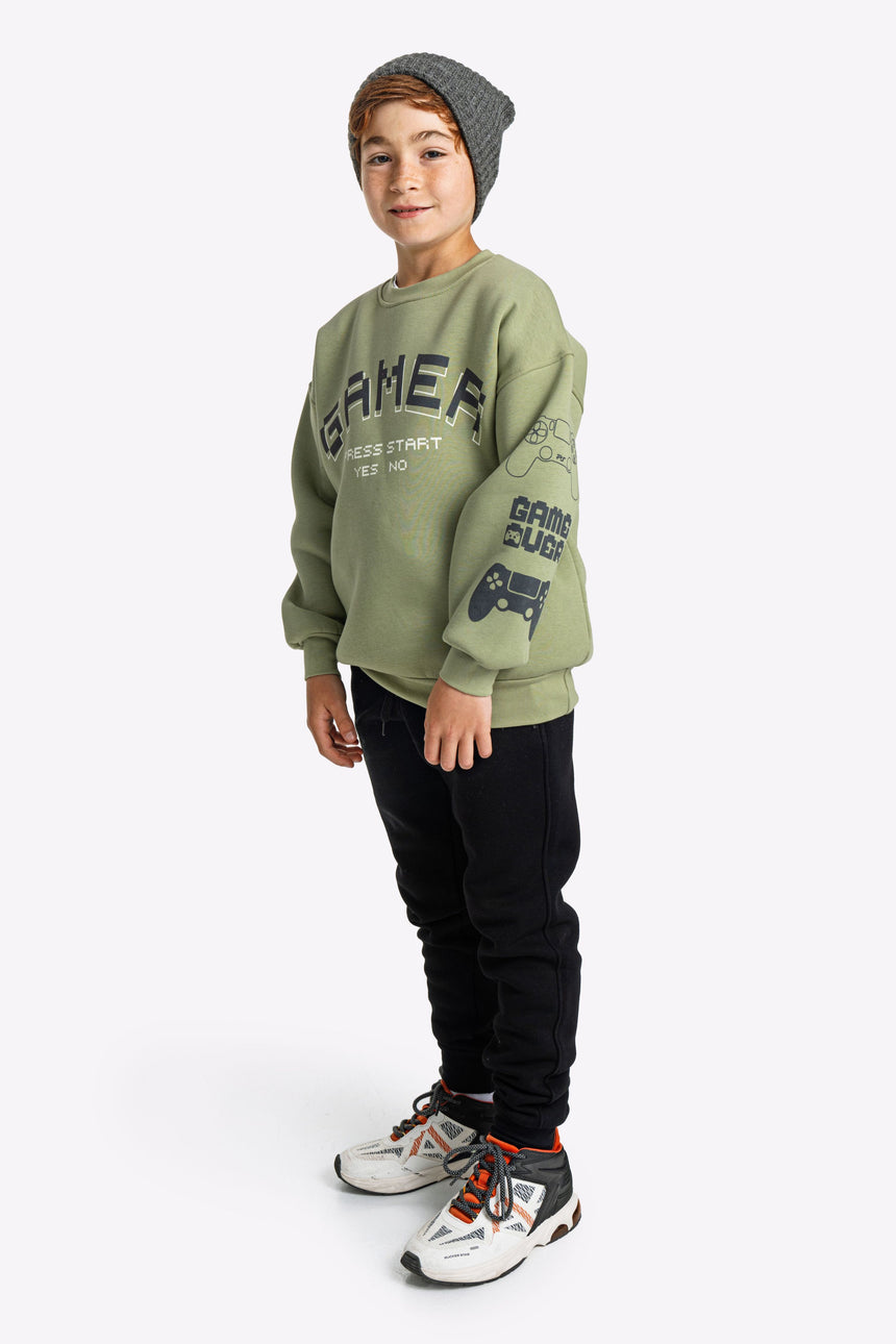 FUNKY FOR KIDS 225-117141-1 φορμα φουτερ αγορι ανοιχτο λαδι/μαυρο