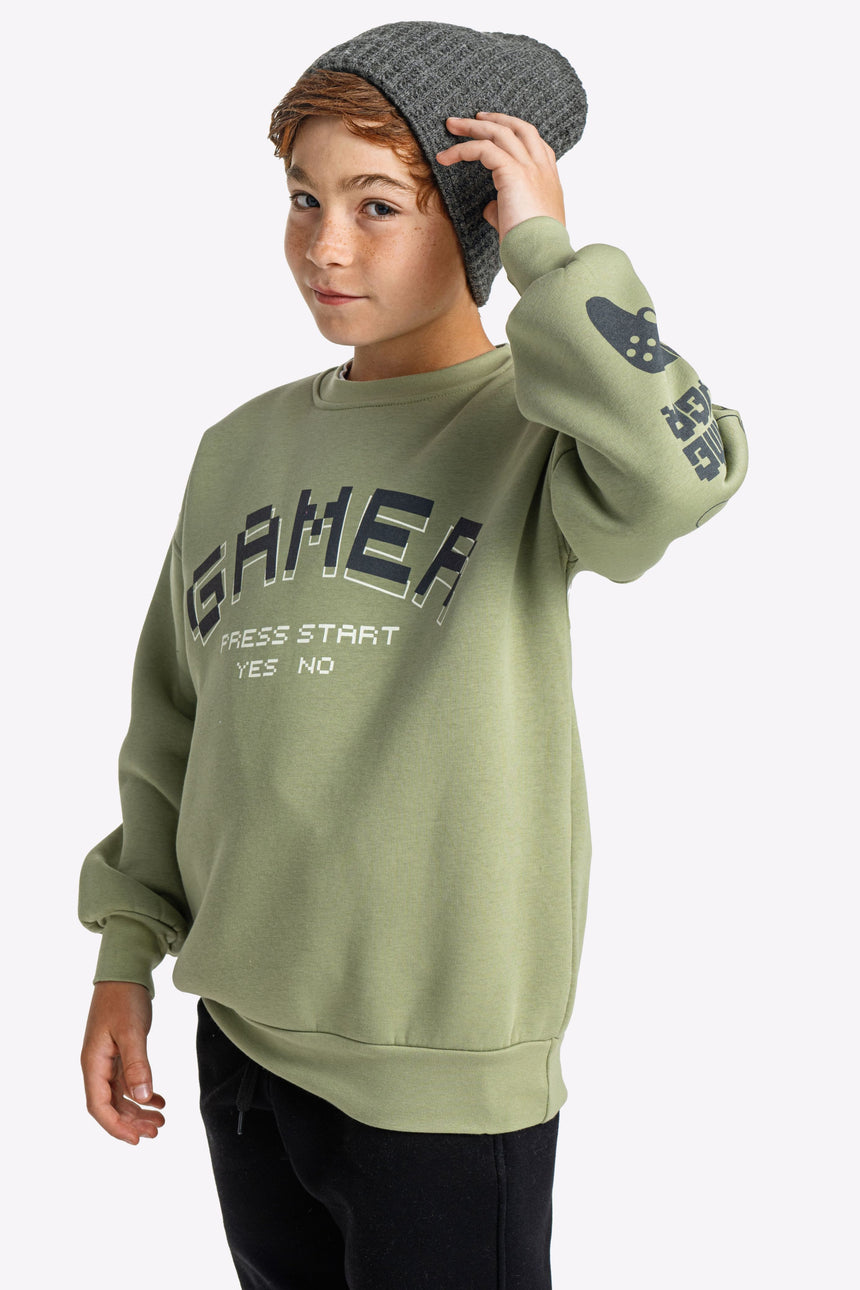 FUNKY FOR KIDS 225-117141-1 φορμα φουτερ αγορι ανοιχτο λαδι/μαυρο