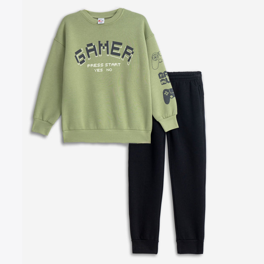 FUNKY FOR KIDS 225-117141-1 φορμα φουτερ αγορι ανοιχτο λαδι/μαυρο