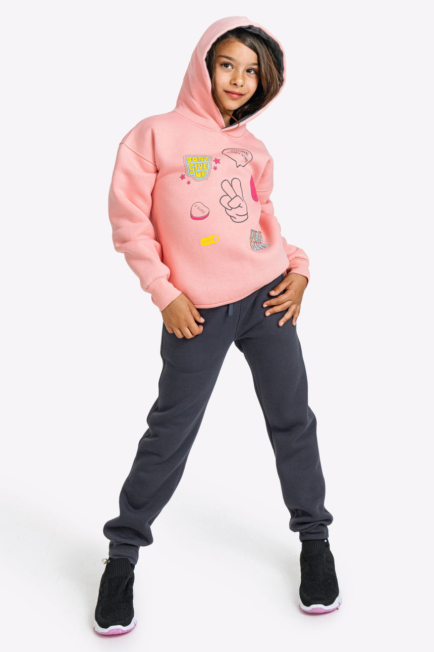 FUNKY FOR KIDS 225-517115-2 φορμα φουτερ κουκουλα κοριτσι μηλο/ανθρακι