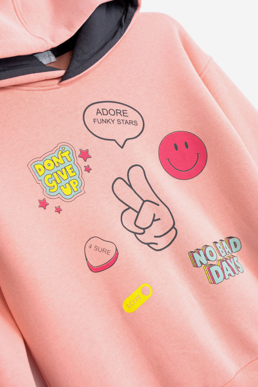 FUNKY FOR KIDS 225-517115-2 φορμα φουτερ κουκουλα κοριτσι μηλο/ανθρακι