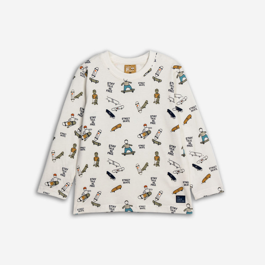 FUNKY FOR KIDS 226-306113-2 Μπλούζα αγόρι εκρού allover