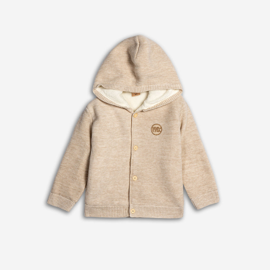 FUNKY FOR KIDS 226-310107-1 Ζακέτα πλεκτή μπεζ-εκρού μελανζέ