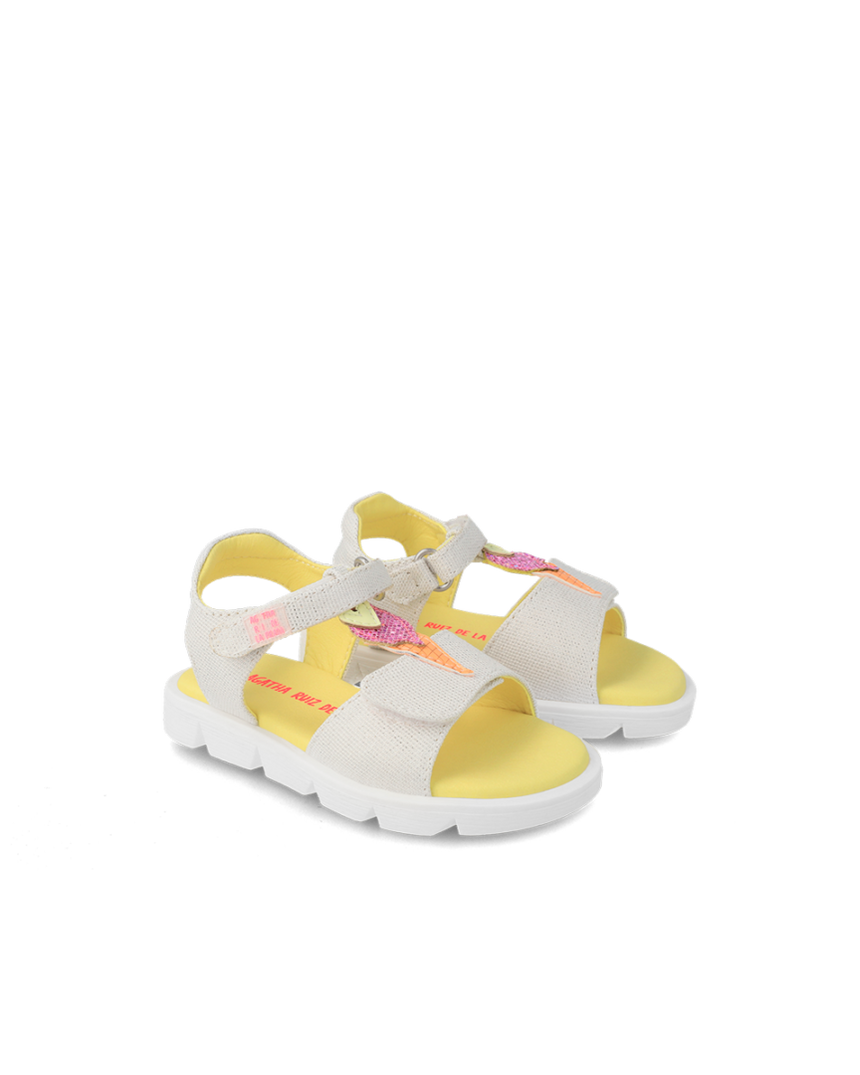 Agatha Ruiz De La Prada Πεδιλα Blanco Textil Metalizado