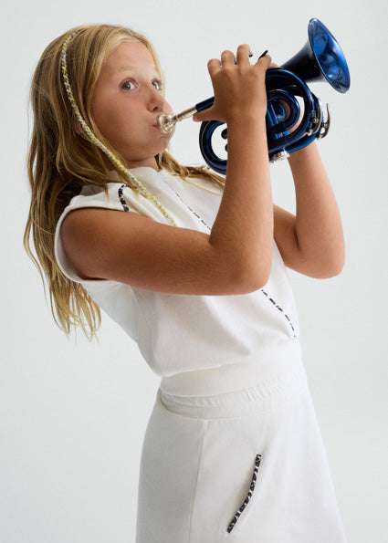 Mayoral Παιδικό Σετ με Φούστα Καλοκαιρινό 2τμχ Μπεζ 26-06919-061