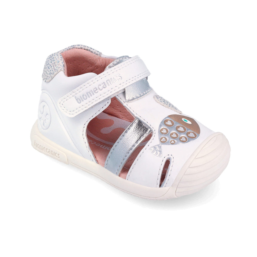 Biomecanics 262108-C313 PECES BLANCO Y PLATA (NAPA) SANDALIA