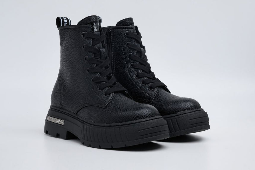 REPLAY JL270006S 0003 Δερμάτινα Παιδικά Αρβυλάκια με Κορδόνια Μαύρα