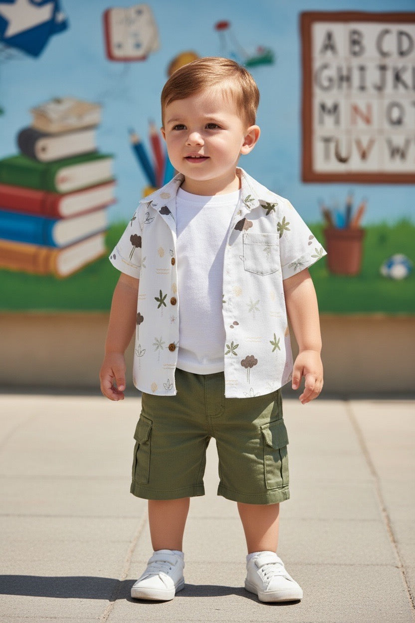 Restart for Kids Παιδικό Σετ 3 Τεμαχίων Πουκάμισο, Μπλούζα & Βερμούδα για Αγόρι 26-11236