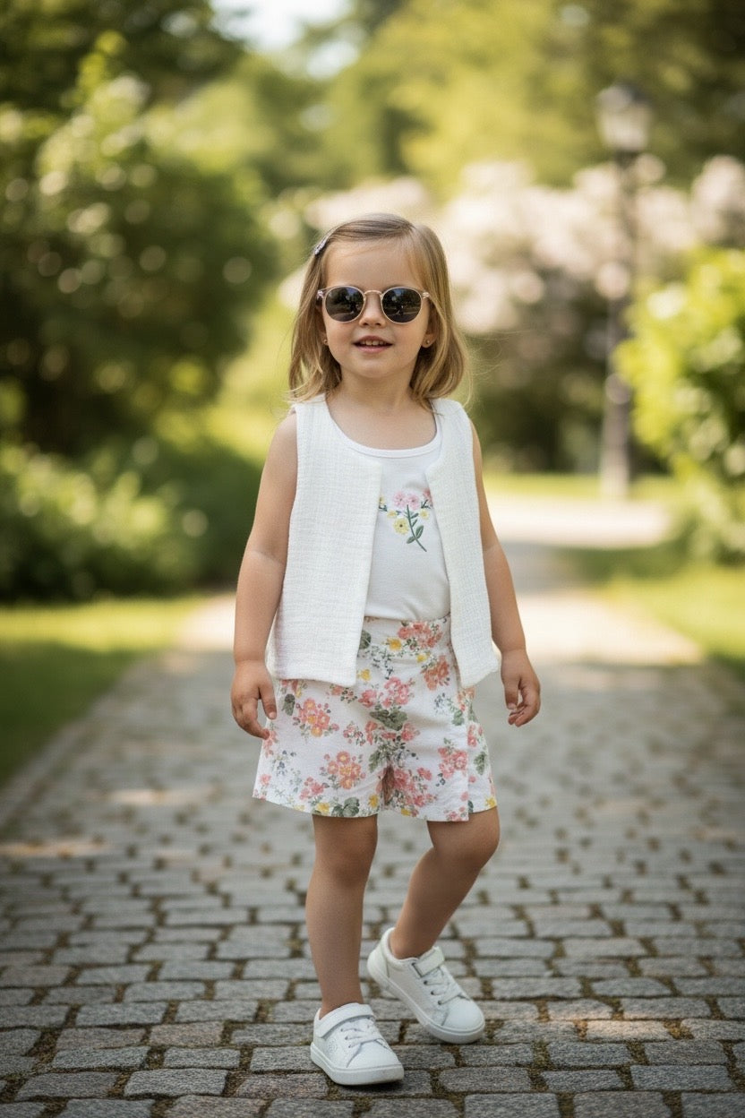 Restart for Kids Παιδικό Σετ 3 Τεμαχίων Γιλέκο, Μπλούζα & Σορτς για Κορίτσι 26-10945