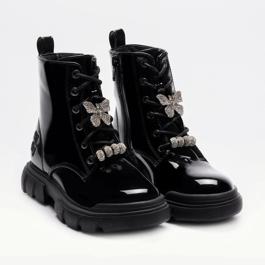 LELLI KELLY LKHH5313 Δερμάτινα Παιδικά Μποτάκια με Φερμουάρ Μαύρα