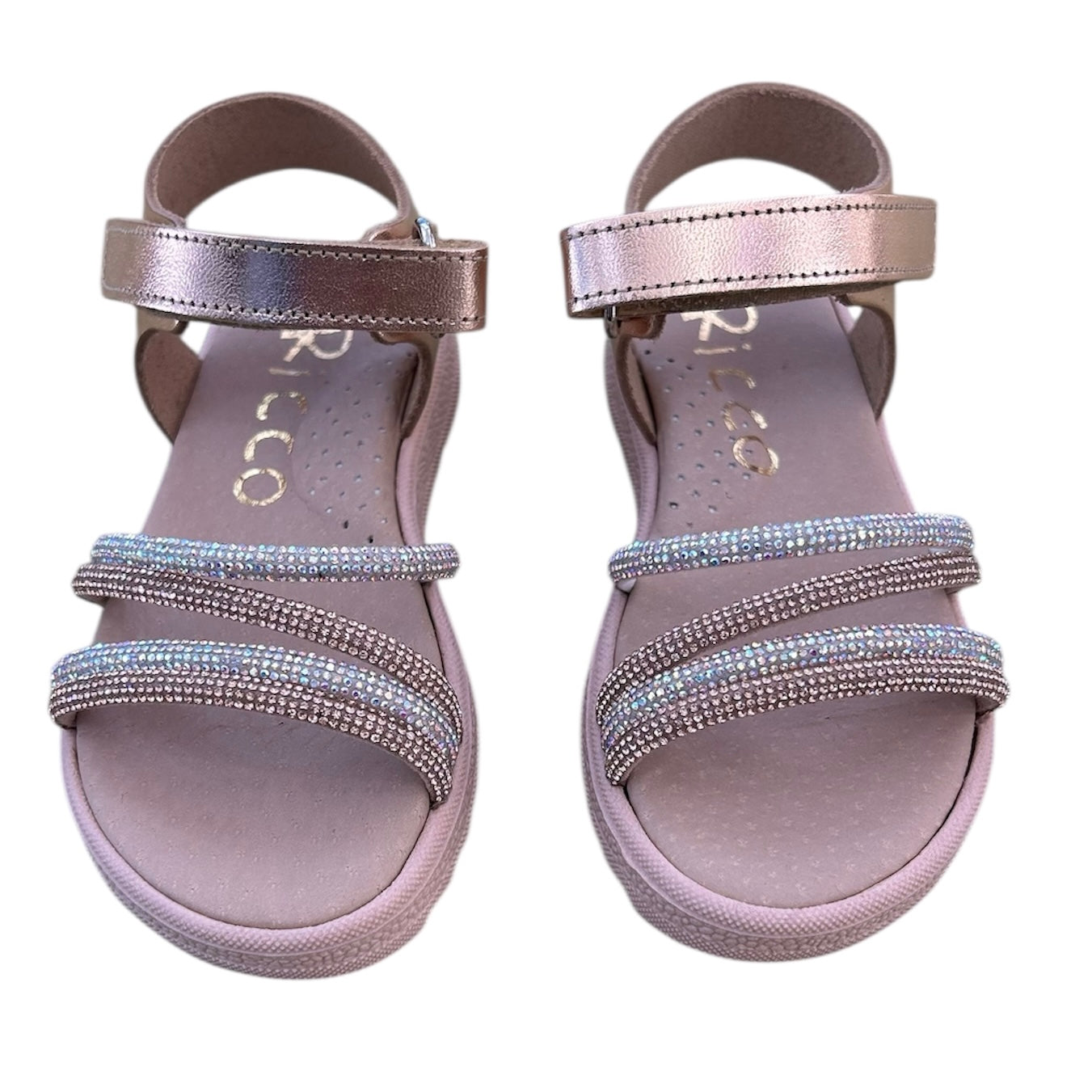 Ricco A30266P1 leather sandal copper silver