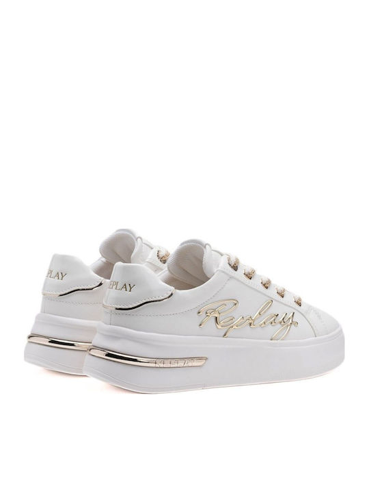 Replay University Γυναικεία Sneakers White Lt Gold GBZ46.202.C0008S-199