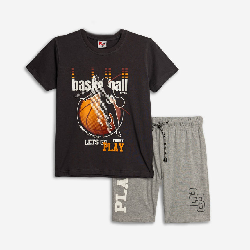 Funky for kids 125-101121-1 σετ αγορι anthracite-grey melange