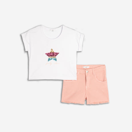 Funky for kids 125-525102-1 girl's set white-nude pink