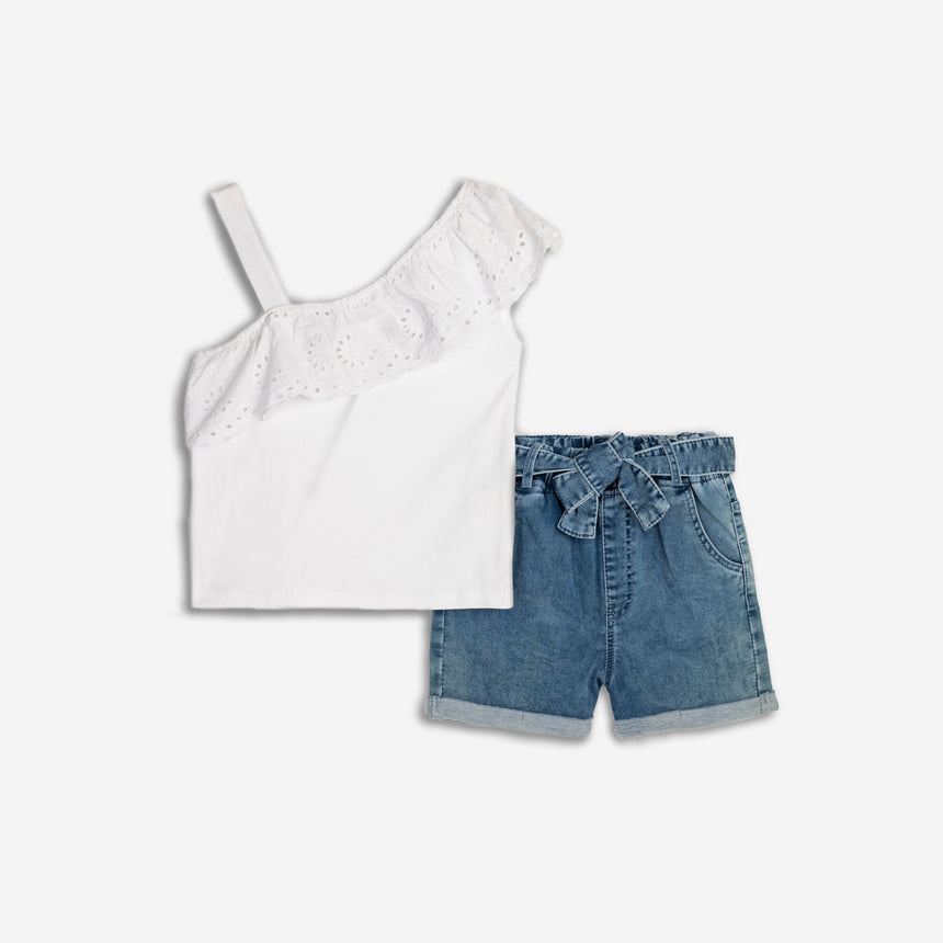 Funky for kids 125-526101-1 σετ κοριτσι white-blue jeans