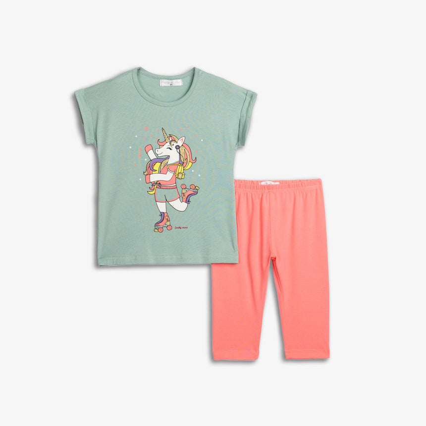 Funky for kids 125-719101-2 σετ κοριτσι σκουρο φυστικι/ φωσφορουχο σομον