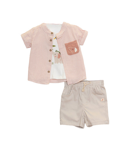 Restart for Kids Παιδικό Σετ 3 Τεμαχίων Πουκάμισο, Μπλούζα & Παντελόνι για Αγόρι 26-11211