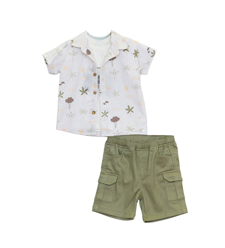 Restart for Kids Παιδικό Σετ 3 Τεμαχίων Πουκάμισο, Μπλούζα & Βερμούδα για Αγόρι 26-11236