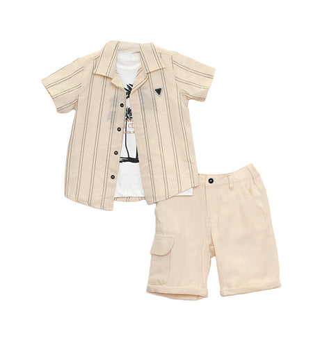 Restart for Kids Παιδικό Σετ 3 Τεμαχίων Πουκάμισο, Μπλούζα & Βερμούδα για Αγόρι 26-11306