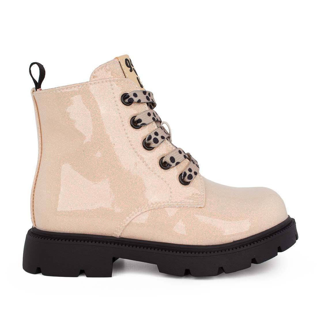 GARVALIN 251340-B725 Παιδικά Μποτάκια από Λουστρίνι με Κορδόνια Εκρού