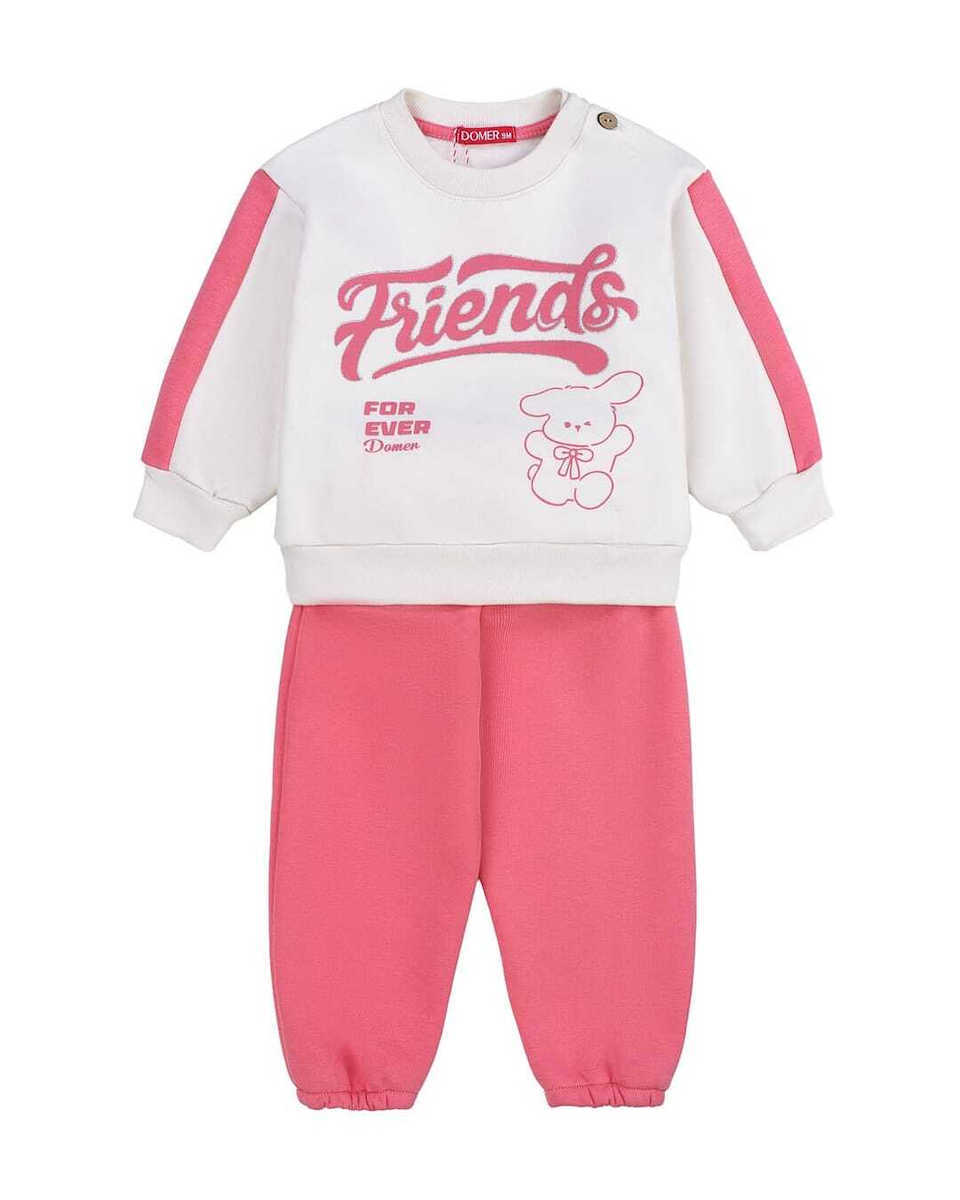 DOMER 4637 Παιδικό Σετ Φόρμας Λευκό-κοραλί