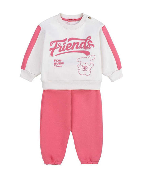 DOMER 4637 Παιδικό Σετ Φόρμας Λευκό-κοραλί